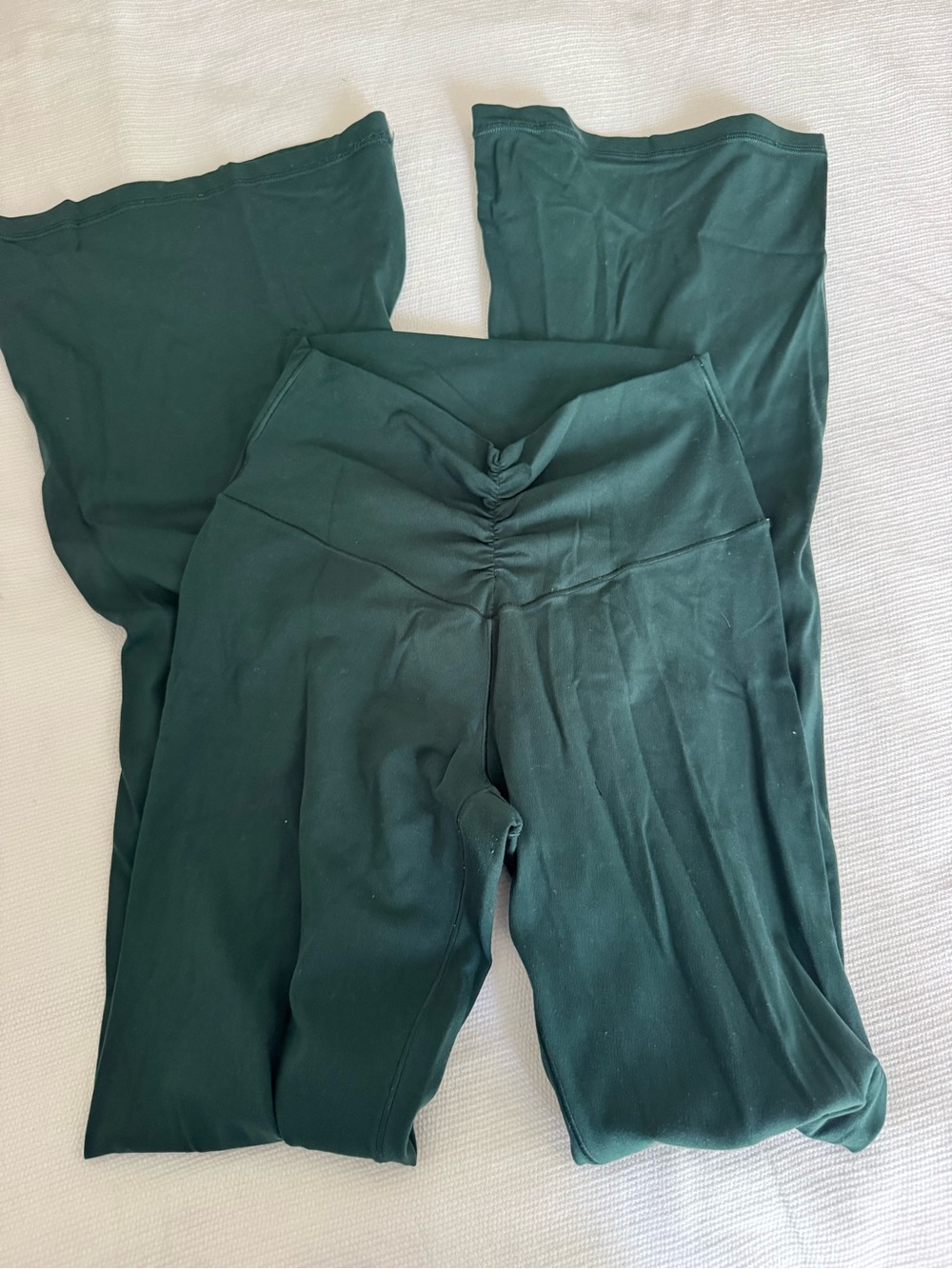 aerie High-Waist Ruched Leggings in Forest Green